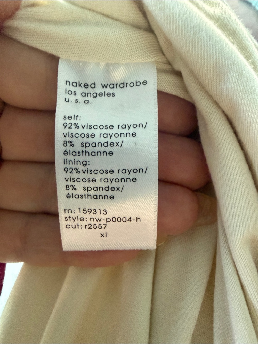 Naked Wardrobe NWT Cream Stretch Straight Leg Pants XL Minimalist $68 - Picture 8 of 8